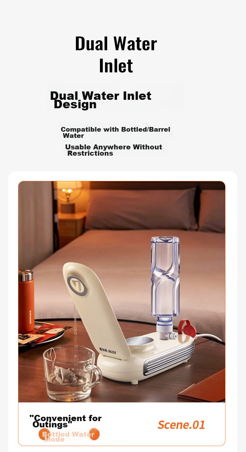 AUX Portable Instant Heating Water Dispenser Home Small Desktop Tea Brewing Milk Preparation Travel Electric Kettle Mini Fast Heating Direct Drinking Machine AYSJ-16A01B 10