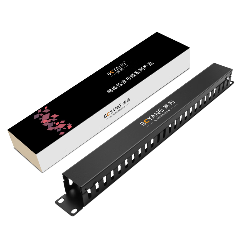 BOYANG 24-Slot 48-Port Cable Management Rack, Network Cable Organizer 19-Inch Rack-Mounted Cabinet Network Patch Cord Fiber Optic Patch Cord Pigtail Organizer Manager BY-LXJ