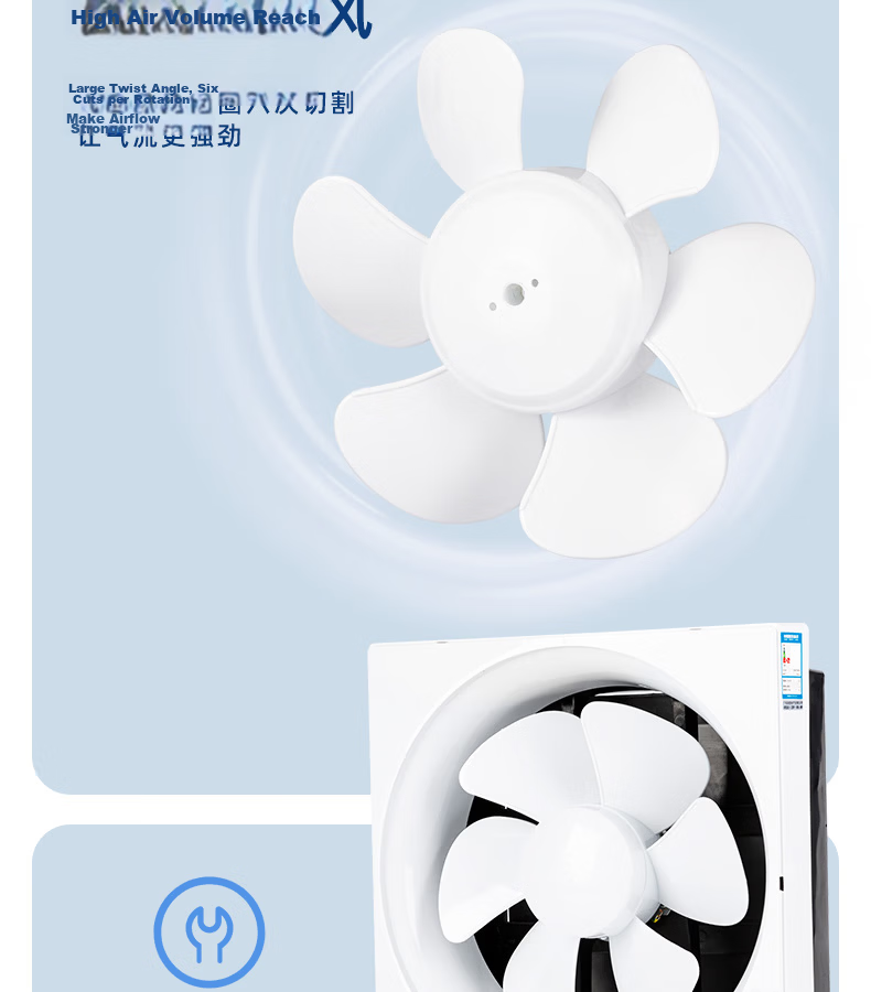GENUIN 10-Inch Louvered Ventilation Fan APB25B2-1 with Mesh Low Noise All-Plastic Powerful Exhaust Fan for Smoke and Air Ventilation 11