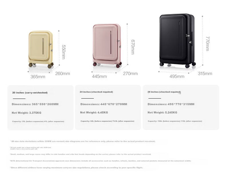Xinxiuli Luggage 20-Inch 2026 New Model Suitcase with Front Opening, Travel Case, Leather Trunk, Password Lock Carry-On Suitcase US8 Pink 10