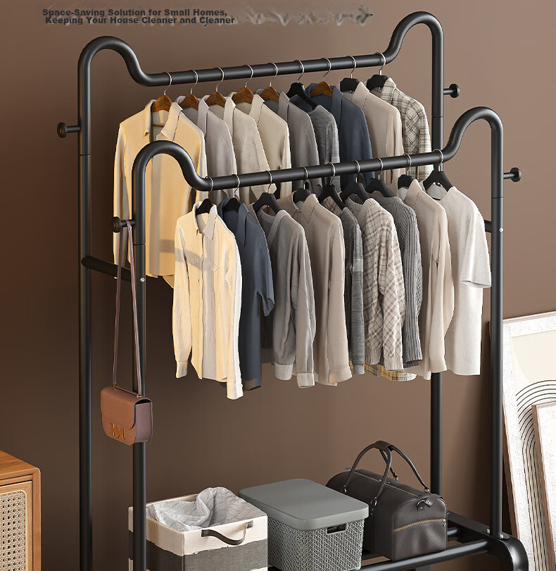 Nanye Floor-Standing Clothes Rack, Indoor Coat Hanger, Bedroom Clothes And Hat Stand, Dormitory Drying Rack, Simple Storage YJM-12BL 11