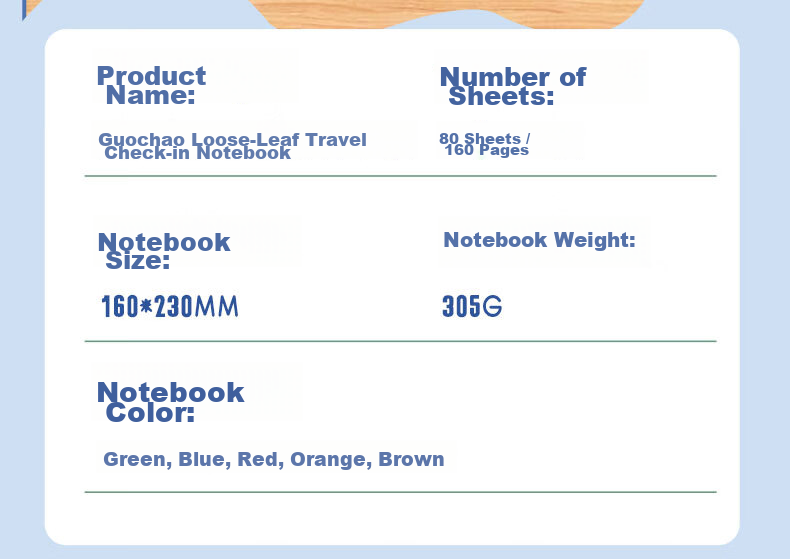 Faramon Stamping Travel Scrapbook Loose-leaf Travel Collection Notebook Souvenir Stamp Album Journal Blank Blue for Nanjing Beijing Museum Zoo Forbidden City Chongqing Check-in Spots 18