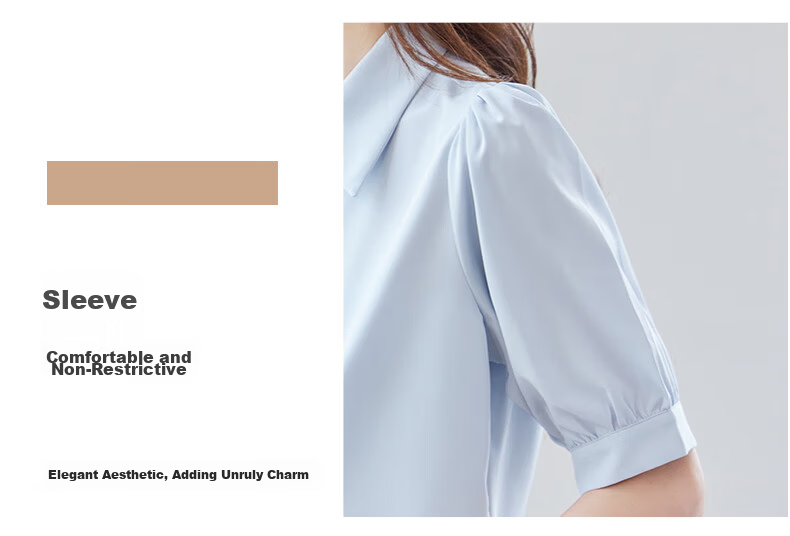 Jeanswest Women's Shirt 2026 Summer Short Sleeve Casual Elegant Versatile Fashion Solid Color Top Blue S 5