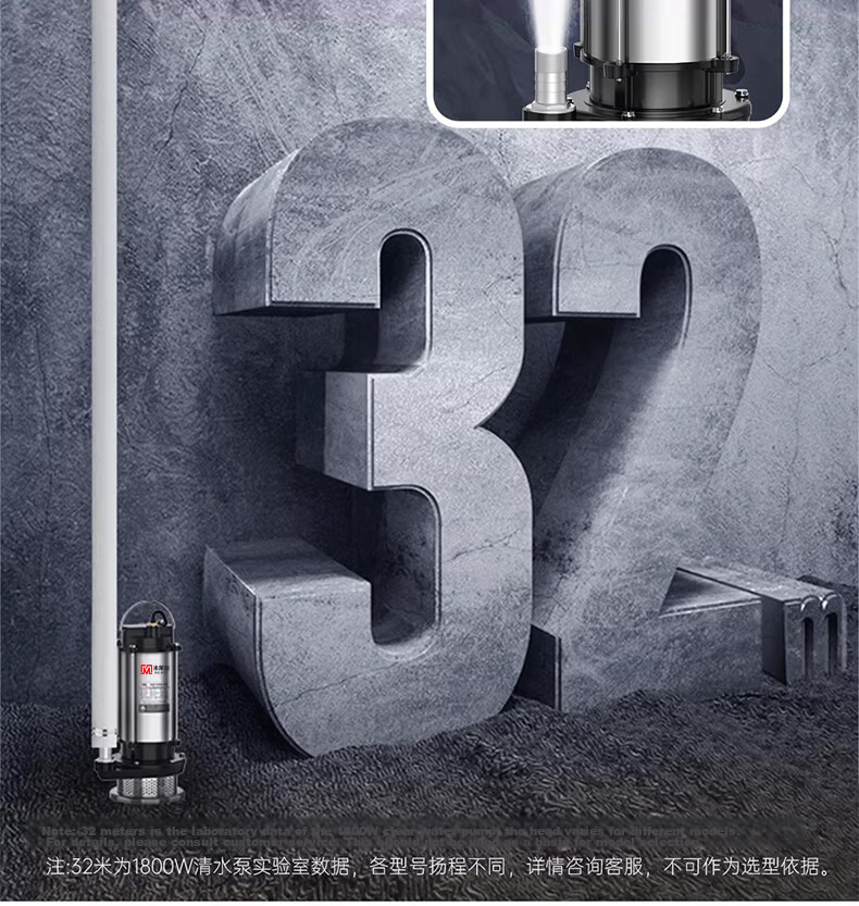 Milade Submersible Pump Household Well Water Pump 220V Stainless Steel Agricultural Sewage Pump Irrigation High Flow High Lift 12