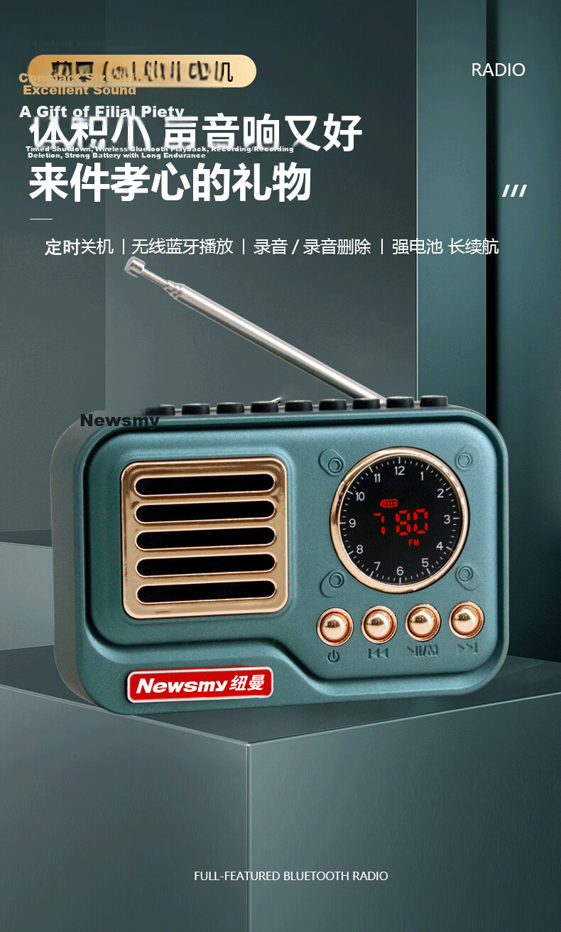 Newsmy L81 Portable Mini Rechargeable FM Radio Bluetooth Speaker for Elderly Music Player 1
