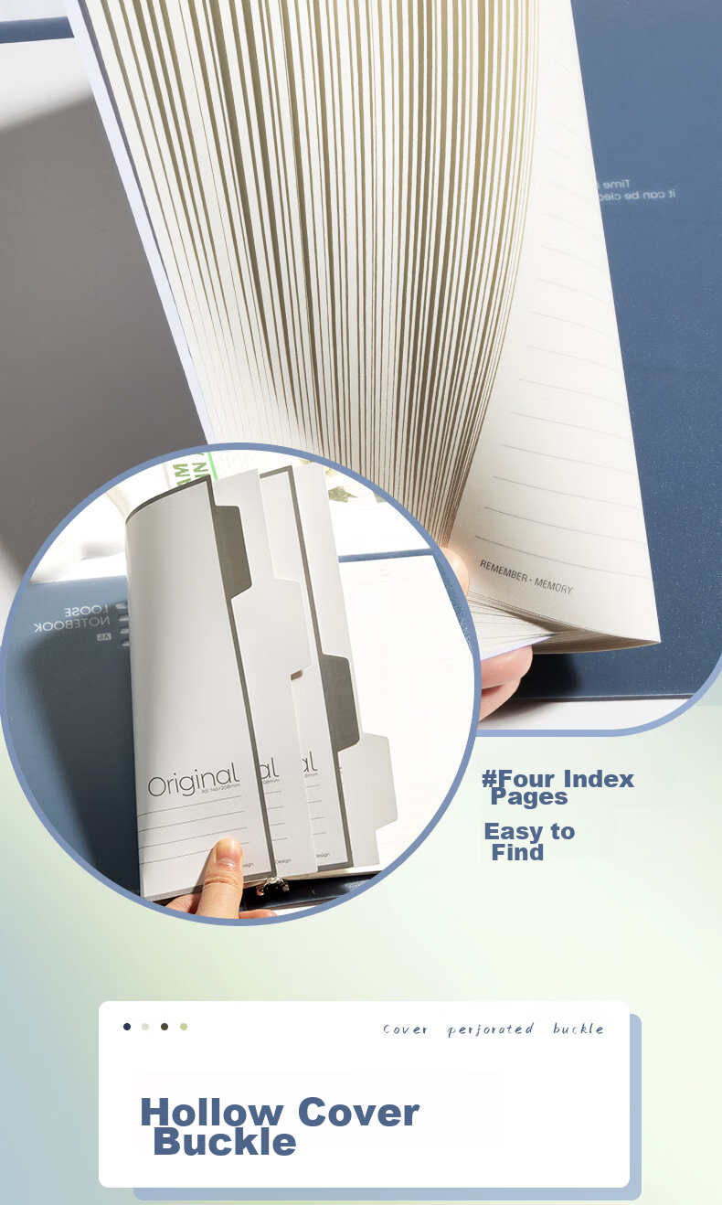 Wengu A5 Notebook Loose-Leaf 51 Sheets Comfortable Iron Clip Simple Detachable 8-Hole Student Stationery Exam Study Journal Iron Clip - Teal BI120(A5)-A 8