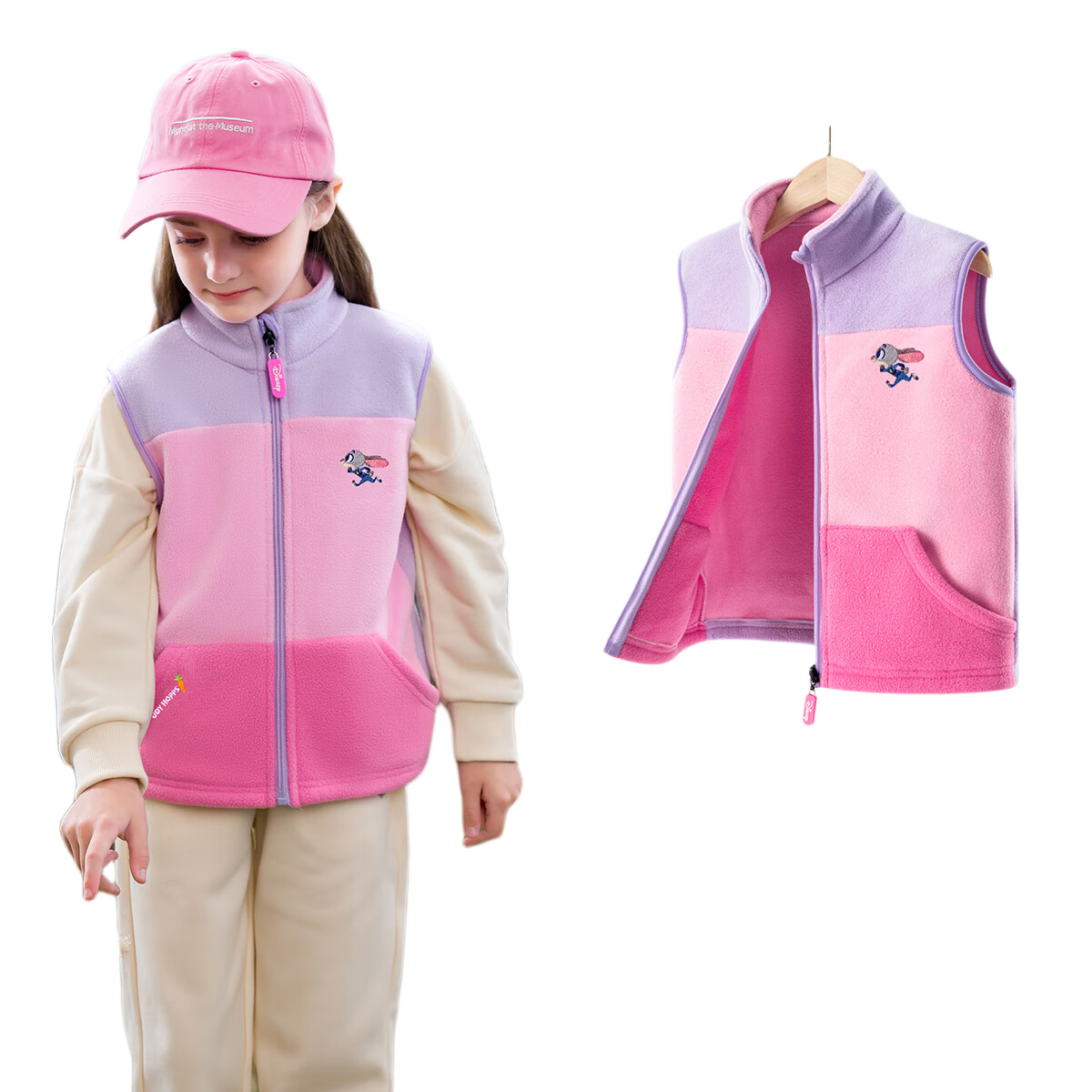 Disney Kids Vest Autumn Winter Thickened Girls Fleece Vest ZL160203 Pink Purple Size 140