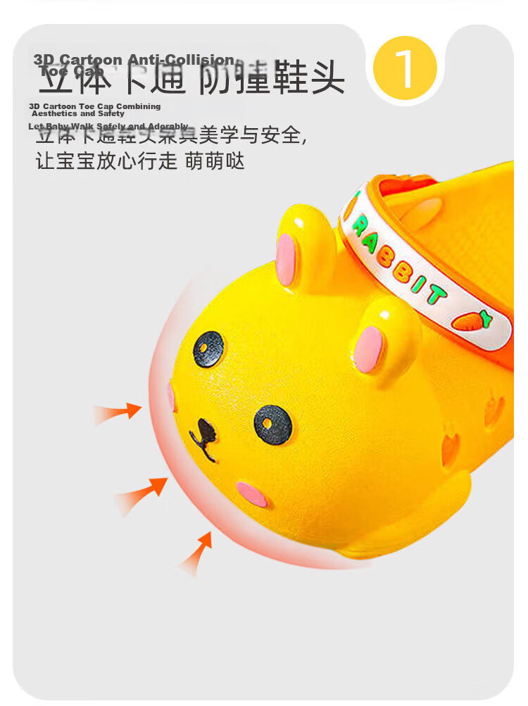 9i9 Kids Summer Cartoon Bunny Soft Sole Non-Slip Sandals Boys Girls Outdoor Beach Shoes B1 Pink Size 25-26 2