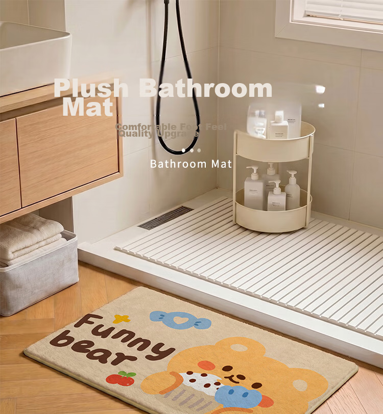 Bodisi Plush Bathroom Door Mat Non-Slip Toilet Floor Mat Washbasin Entrance Rug 60*40CM 1
