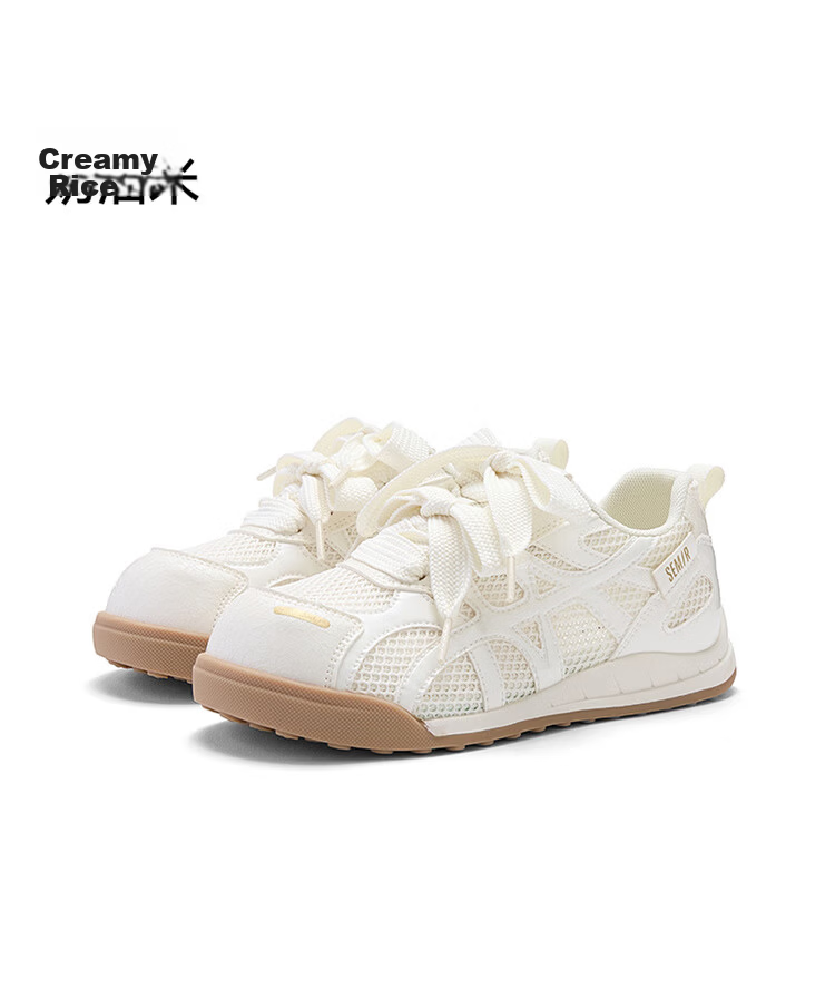 Semir Women's Derby Shoes 2025 New Summer Breathable Mesh Casual Sneakers White Cream Size 39 21