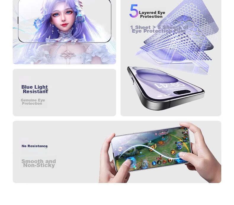 Baseus Eye Protection Film [AR Eye Comfort Myopia Prevention] Compatible with iPhone 17/16 Pro Tempered Glass Screen Protector for Apple 17/16 Pro, HD Anti-Shatter Dust-Free Warehouse, 2-Pack 16