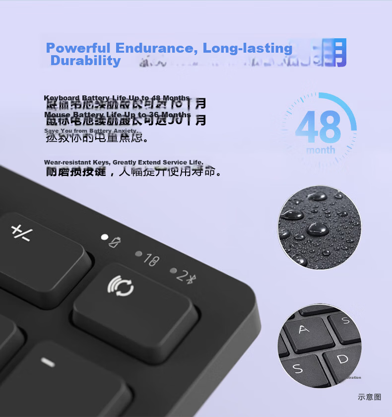 DELL Wireless Keyboard and Mouse Set Bluetooth Mouse High-End Business Office Full-Size Keyboard Peripheral Laptop Desktop MacOS External Silent Slim Keyboard KM726 2