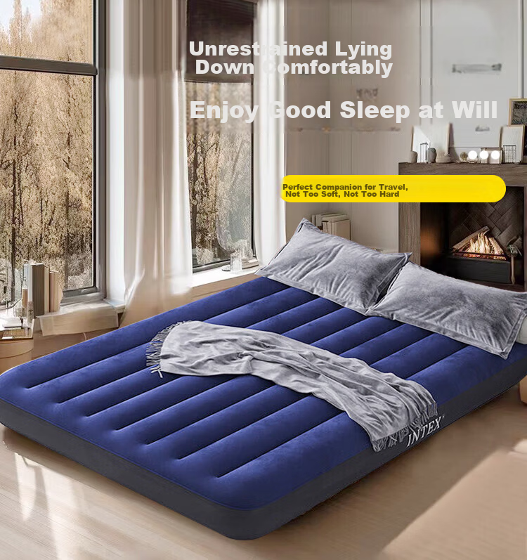 INTEX Single Inflatable Air Bed Portable Home Nap Sleeping Pad Outdoor Tent Moisture-Proof Foldable Mattress 64756N 1