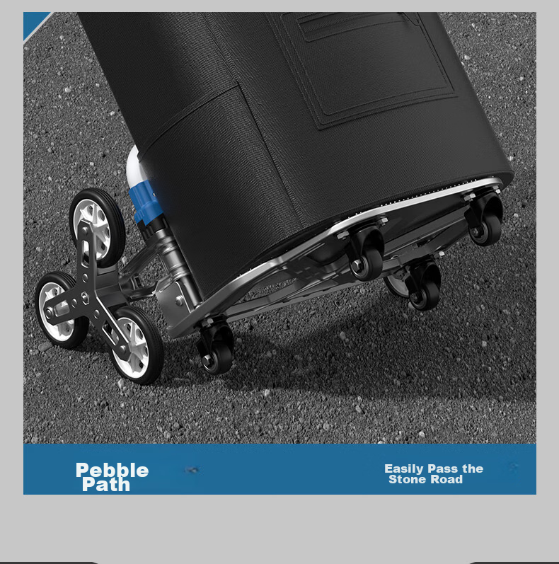 HYUNDAI Aluminum Alloy Folding Hand Cart with Wear-Resistant Wheels, Shopping Bag, and Swivel Wheels 30