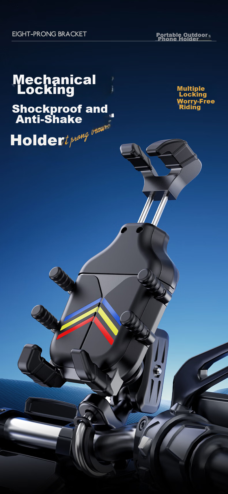 Puji Rice Electric Vehicle Phone Holder Motorcycle Delivery Rider Mobile Phone Bracket Scooter Electric Bike Navigation Mount Cycling Equipment Universal 1