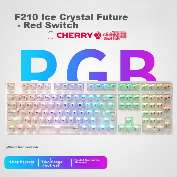 Ikbc F210 Ice Crystal Wired Mechanical Keyboard 108 Keys Gaming Keyboard Cherry MX Red Switch White
