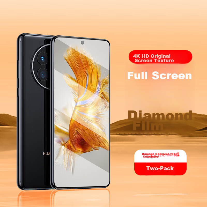 Baouzou [2-Pack - Damage Compensation] Tempered Glass Screen Protector for Huawei Mate50 Huawei Mate50E Full Coverage HD Anti-Fingerprint Anti-Drop Anti-Shatter Edge Glass Film
