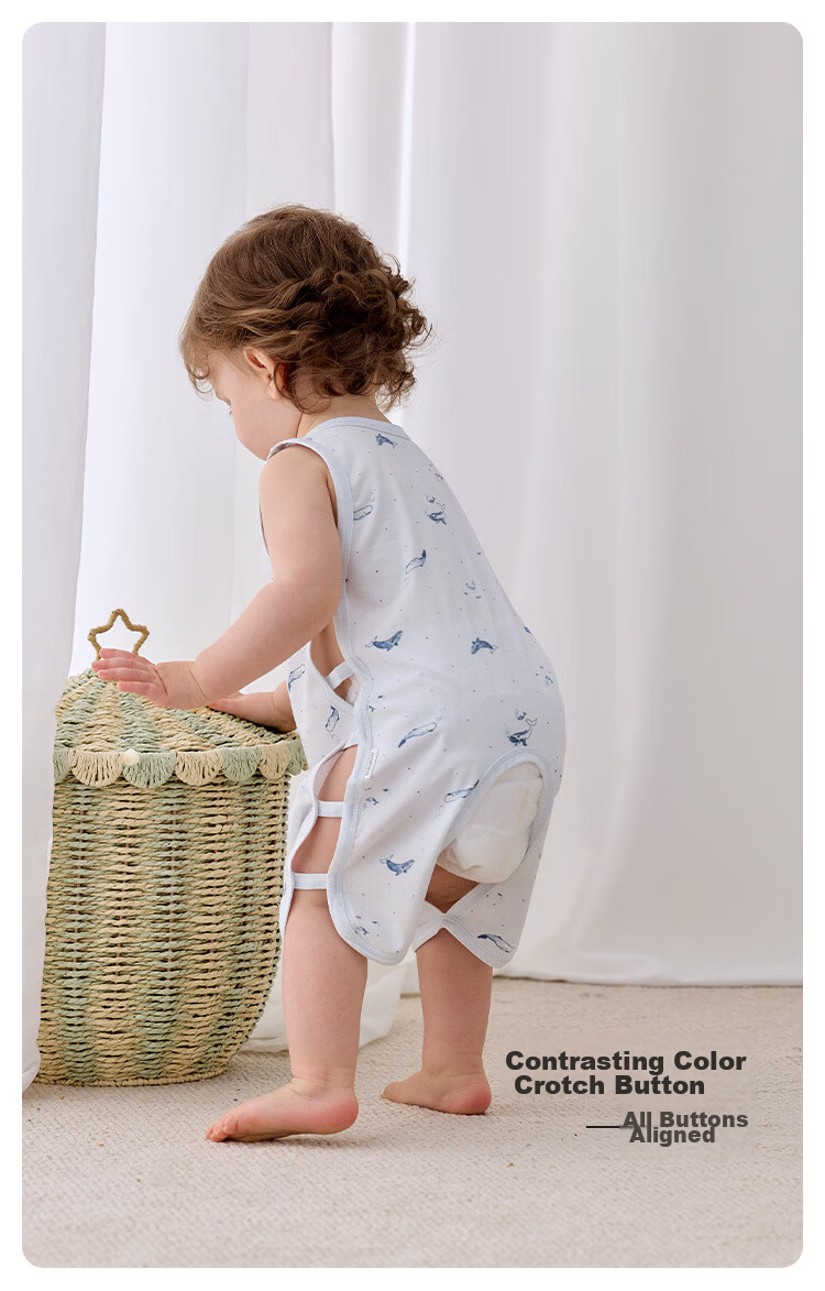 Babylove Baby Sleeveless Romper Summer Modal Cotton Unisex Bodysuit Open Crotch Crawling Suit 6