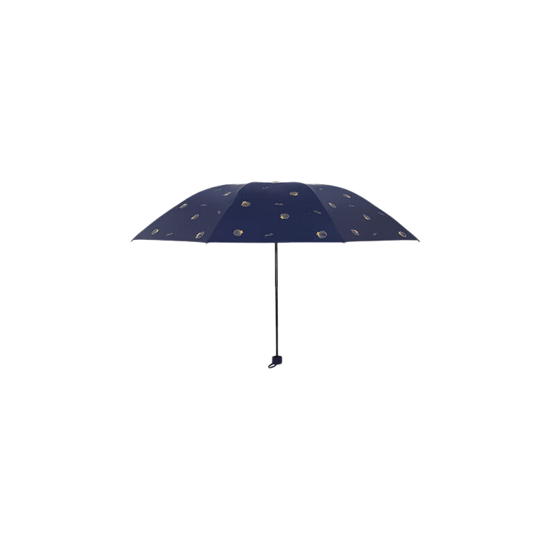 Paradise Umbrella Sun Protection Three-Fold Black Coating Shell Pattern Folding Rain and Sun Umbrella Midnight Blue