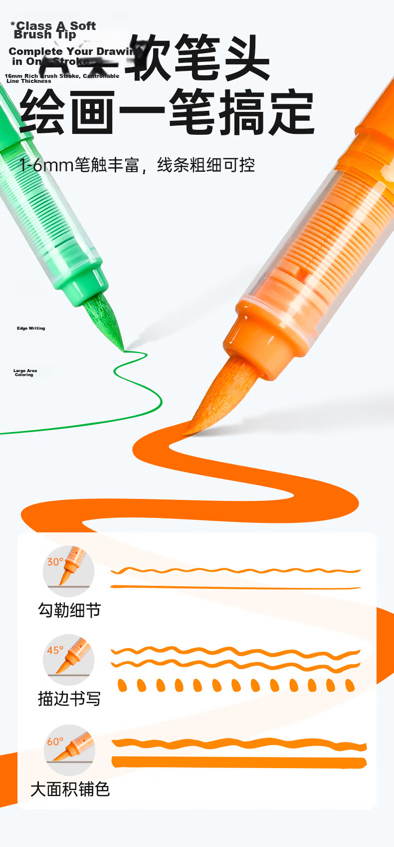 Touchcolor Direct Ink Acrylic Marker A-Type Soft Tip Waterproof Non-Bleed Layerable Watercolor Pen Safe Non-Toxic Colored Pen for Children and Primary Students 36-Color Stationery Set 7
