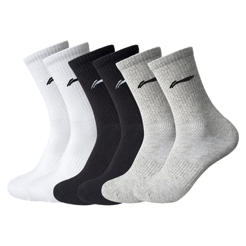 Li-Ning Socks for Men (6 Pairs), Antibacterial Sports Socks, Cotton Socks for Women, Basketball, Youth, Cycling, Badminton, Running