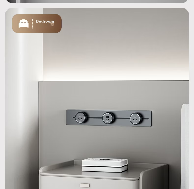Deli Track Socket Movable Power Strip Rail Type Guide Rail Socket Sideboard Switch Socket Panel Slim 50cm + 3 Five-Hole Outlets Dusk Gray LU6105 27