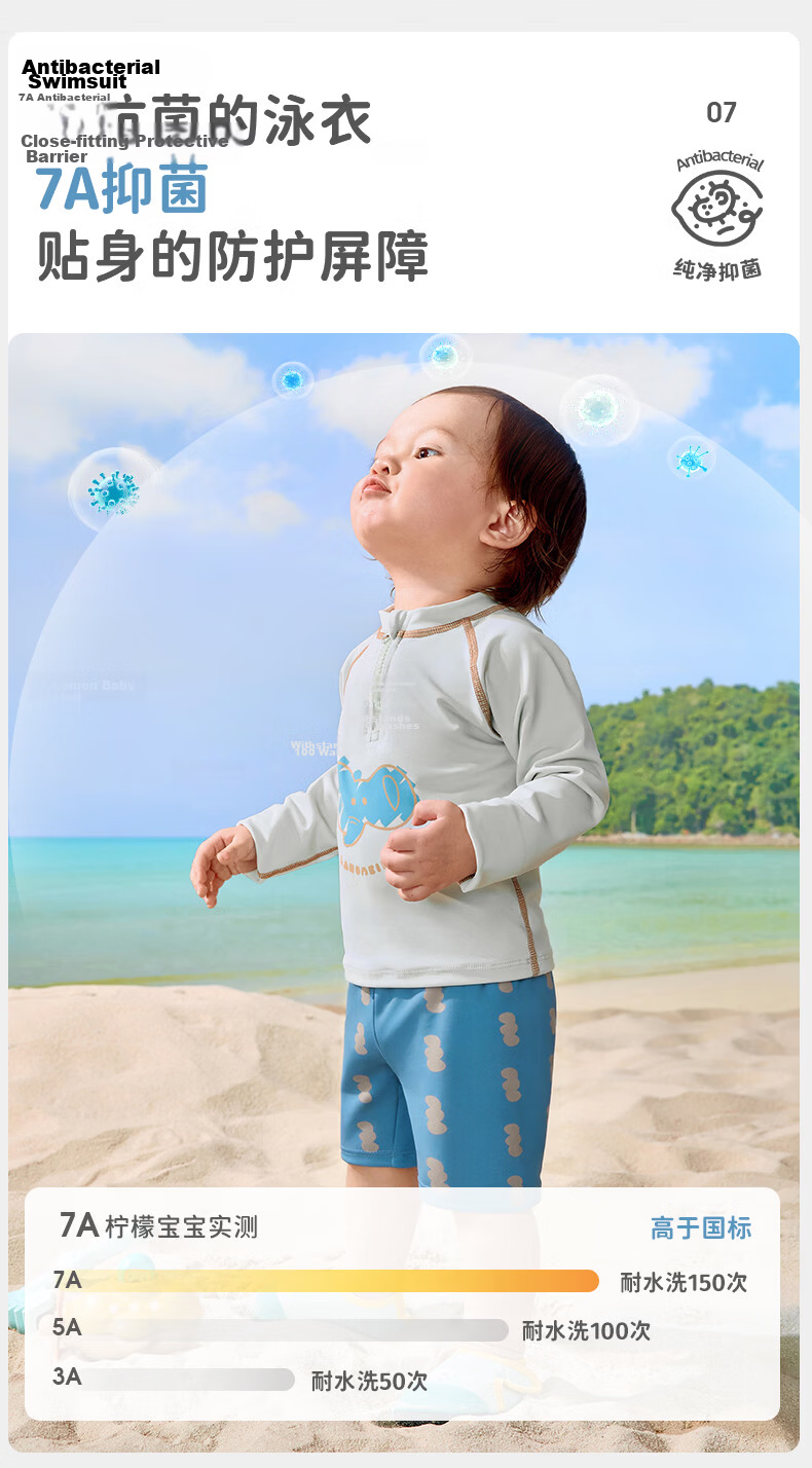 Lemonkid Kids Swimwear Sun Protection Quick-Dry Baby Two-Piece Long Sleeve Swimsuit Toddler Infant Swimming Set 20