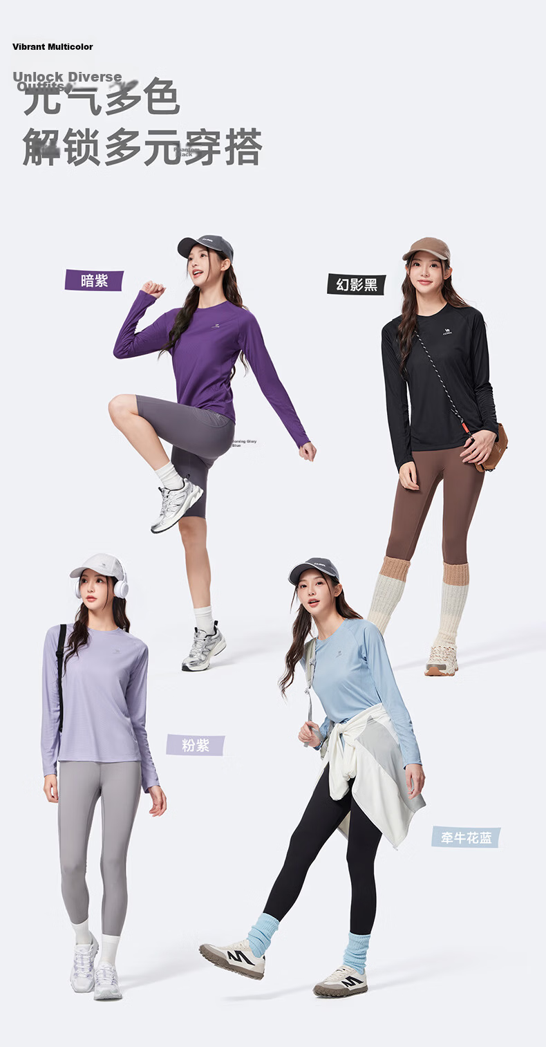 CAMEL Long Sleeve Quick-Dry T-Shirt for Women Running Fitness Crew Neck Sports Top C25CAVL6001 Pink Purple M 5