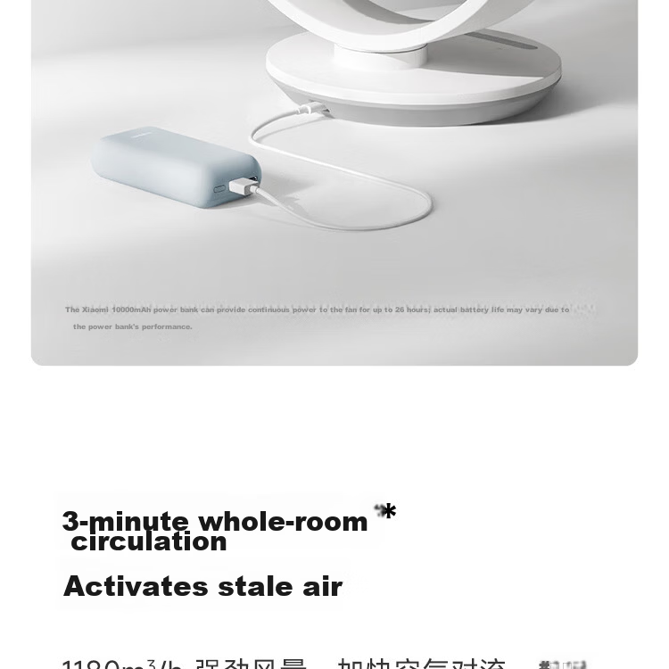 Mijia Xiaomi Mini Handheld Fan DC Inverter Outdoor Portable Neck Hanging Dormitory Rechargeable Fan 40H Long Battery Life 100-Speed Adjustable 6