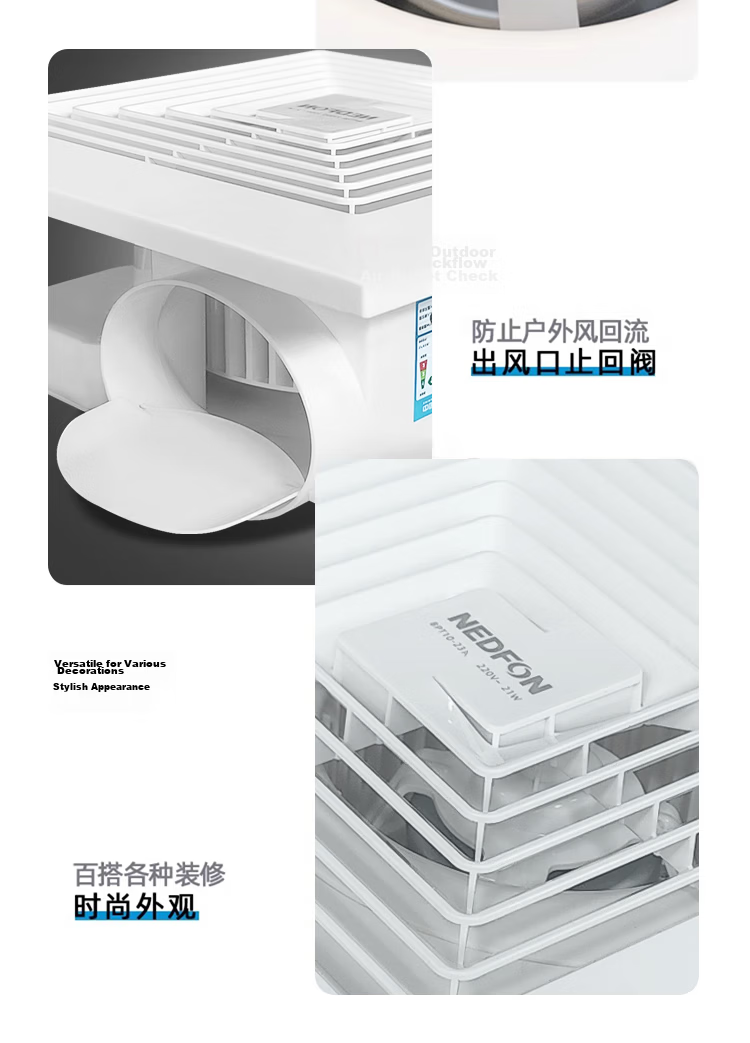 Nedfon Universal Ceiling Exhaust Fan, Integrated Ceiling Ventilation Fan 300x300 Low Noise Ducted Ventilator BPT10-23A 13
