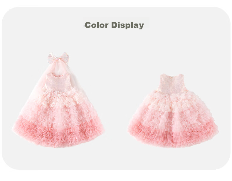 VOONLIE Girls Summer Dress Pink Gradient Princess Dress Baby Sweet Birthday Dress Summer 4