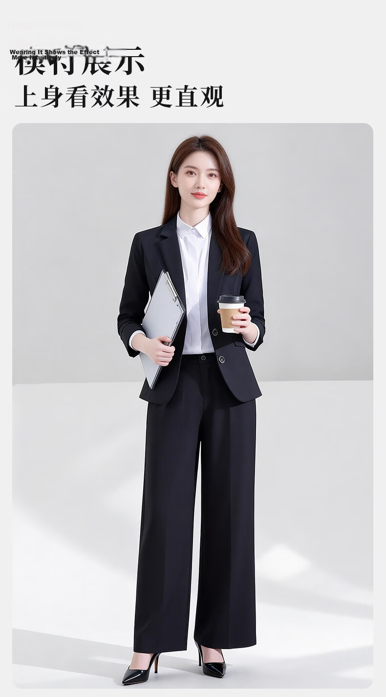 Yulixi Gray Women's Suit Set High-End Professional Formal Slim Fit Wrinkle-Free Blazer for Petite Interview and Commuting 16
