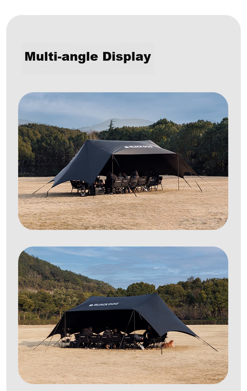 Black Dog Black Vinyl Canopy Outdoor Camping Tent Sunshade Extra Large 80㎡ Sunshade Area Night Black 16