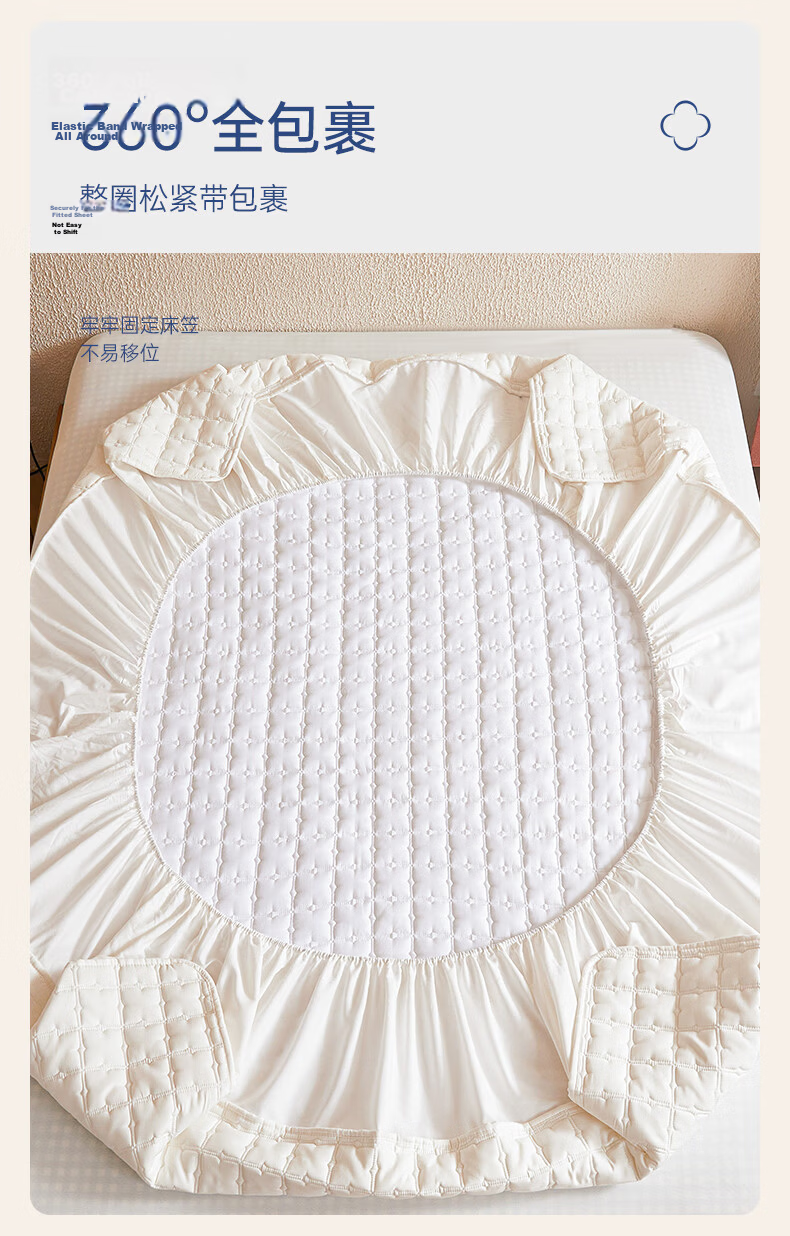 Grace Class A Antibacterial Quilted Mattress Protector Washable Bed Cover Plain White 1.8m 8