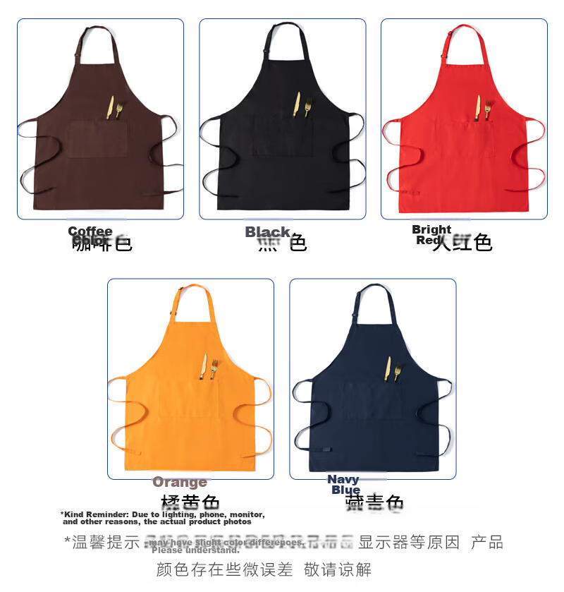 Disguiser Restaurant Anti-Stain Apron Workwear with Custom Logo Unisex Adjustable Hand-Wiping Kitchen Cooking Apron Black 4