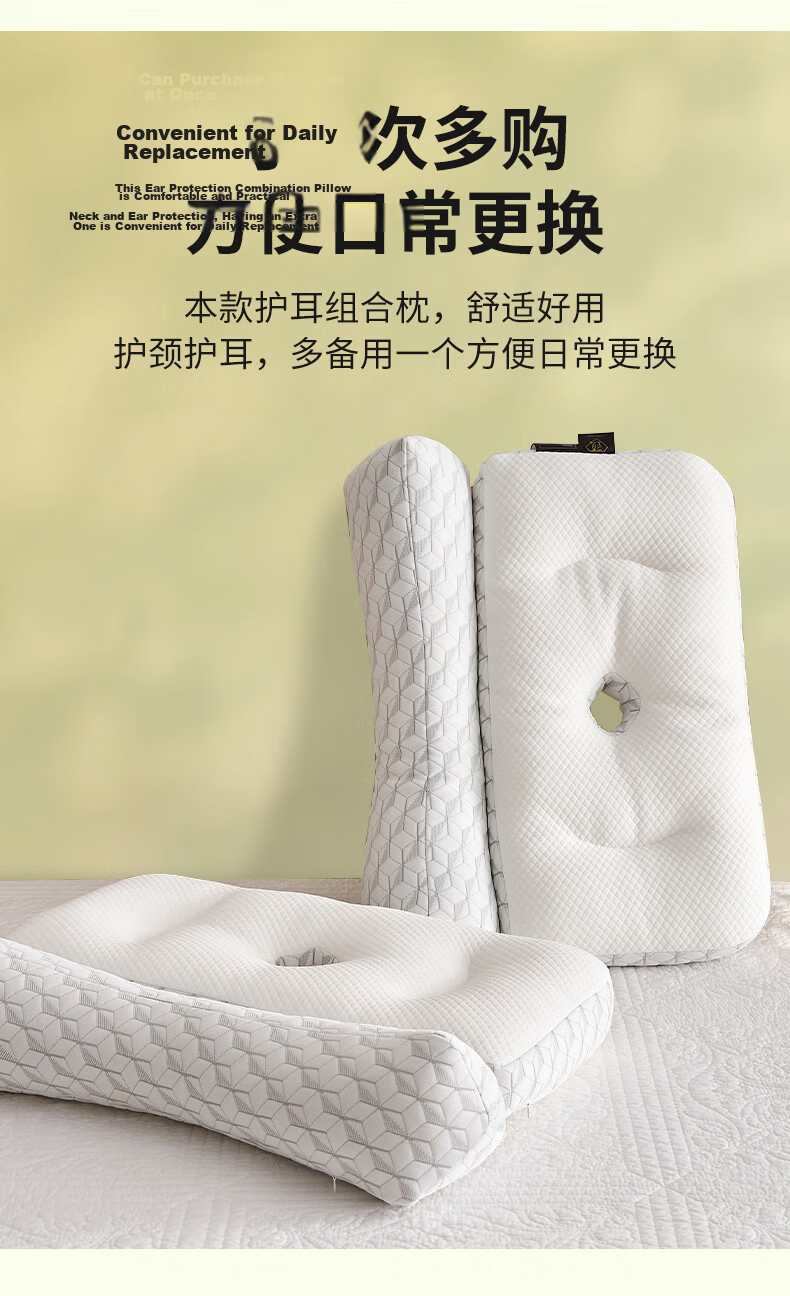 AVIVI Cervical Pillow Core for Deep Sleep, Adult Latex Sandwich Neck Support Pillow, White And Gray 12