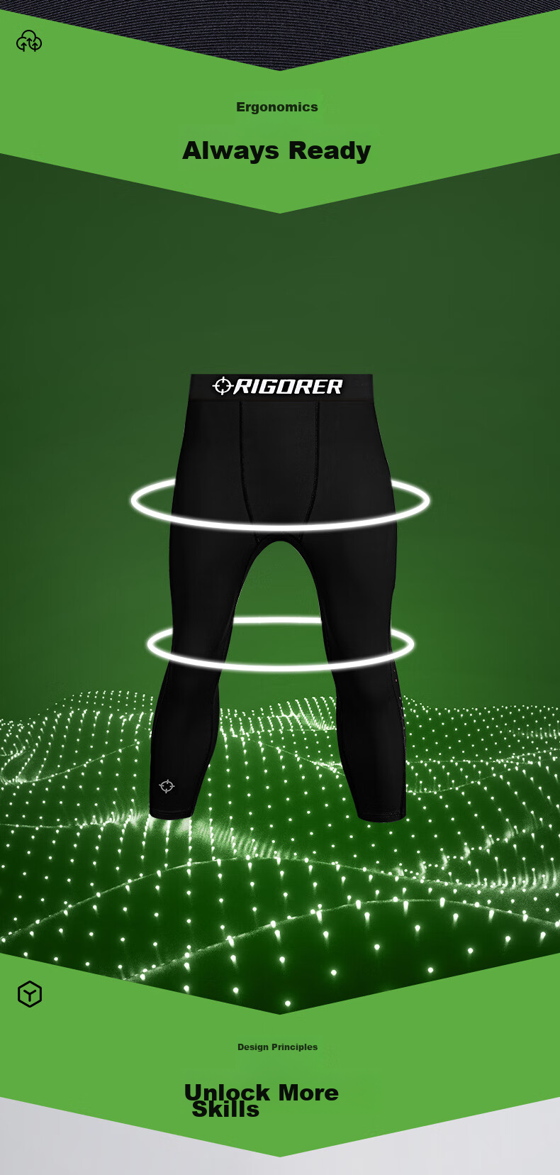 RIGORER Men's Compression Shorts for Sports Training, Seven-Point Compression Pants, Sweat-Wicking Breathable Quick-Dry Elastic Running Basketball Fitness Shorts for Me 3