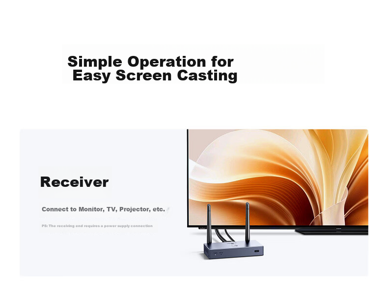 Ugreen HDMI Wireless Screen Mirroring Device HD Conference Multi-Receiver Compatible with Laptop Desktop TV Projector 100m Transmission Single Receiver 75532 35