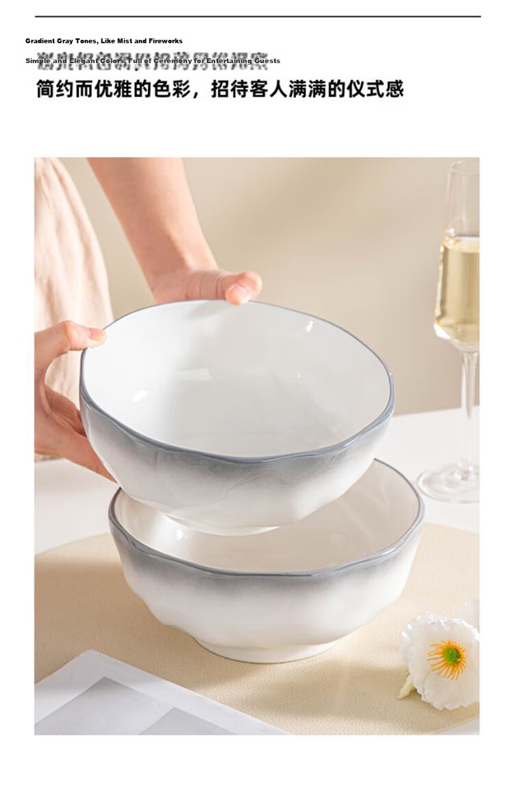 Haoya Jingdezhen Underglaze Ceramic Tableware, Porcelain Bowls, Soup Bowls, Large Bowls, Pure White, 8 Inches, Soup Bowls, Set of 2 7