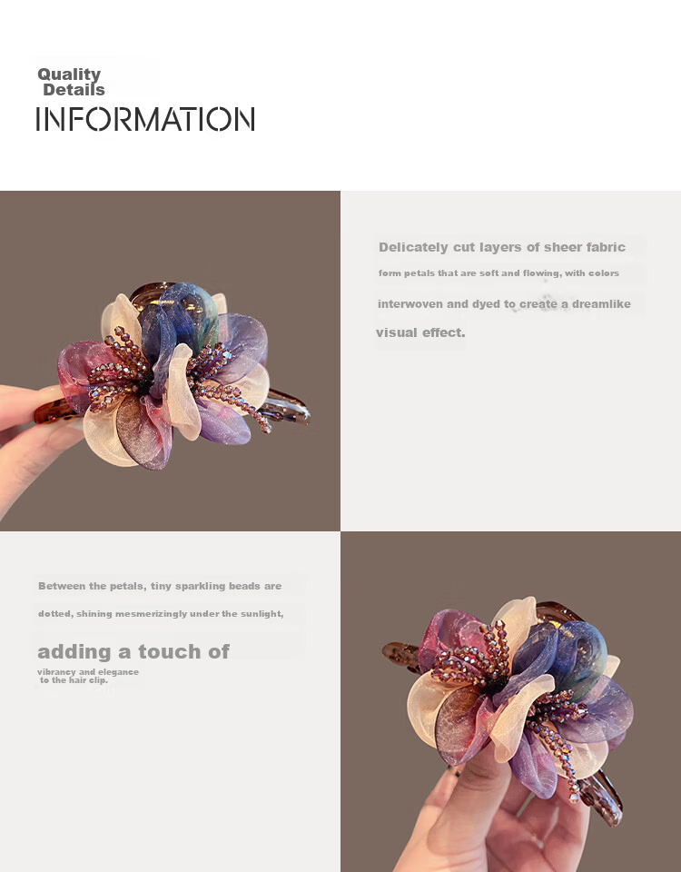 CHIMERA Handmade 3D Gradient Flower Hair Claw Elegant Hair Clip for Women Birthday Gift 3