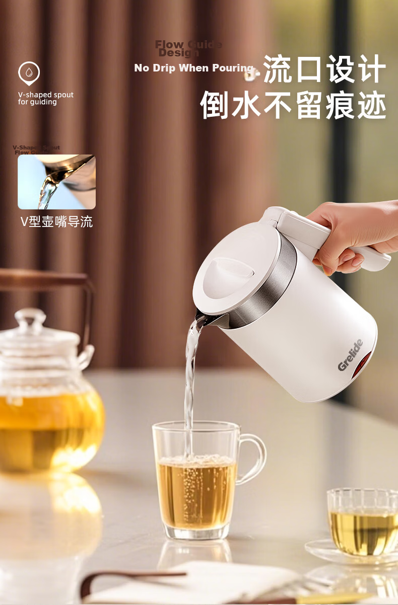 Grelide New 316L Mini Portable Foldable Electric Kettle Travel Kettle 0.6L Small Capacity Outdoor Electric Water Kettle with Storage Box D2606 7