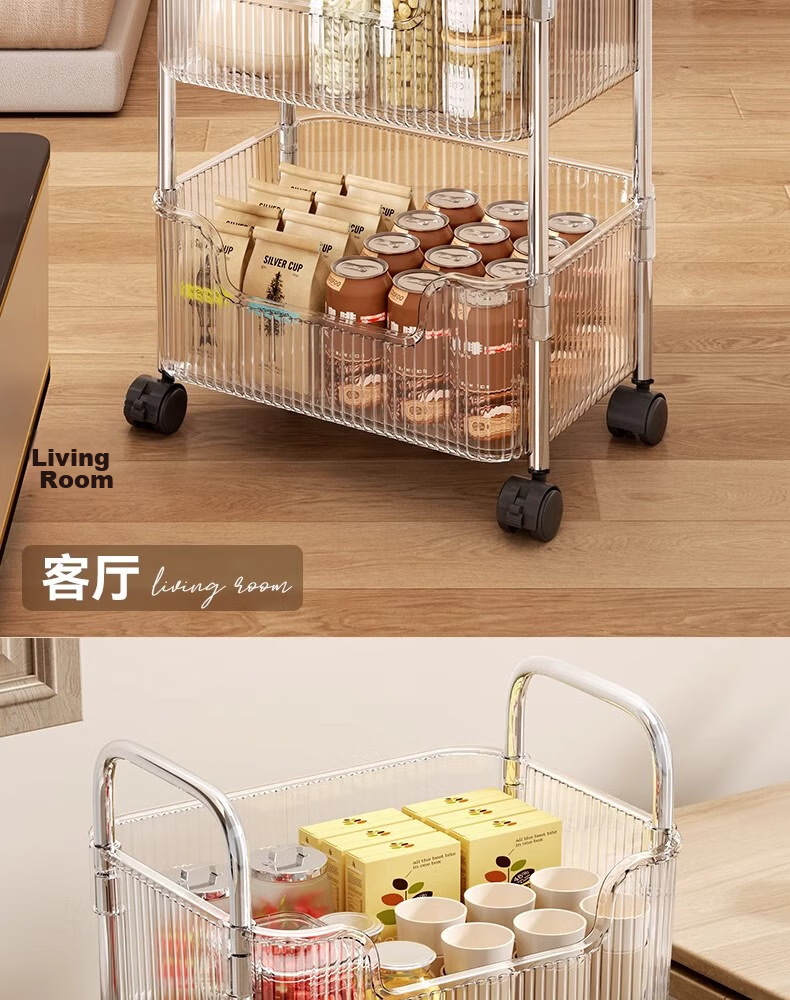Shunyou Kitchen Storage Rack, Acrylic Floor-Standing Rotating Vegetable Shelf, Storage Rack, Mobile Cart SY-616 14