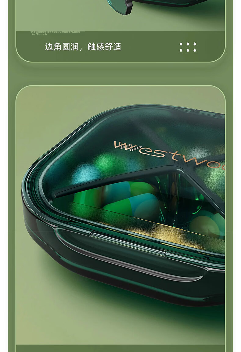 Westwood Portable Weekly Pill Box Sealed Moisture-Proof Travel Quick-Relief Heart Pills Supplement Storage Organizer 12