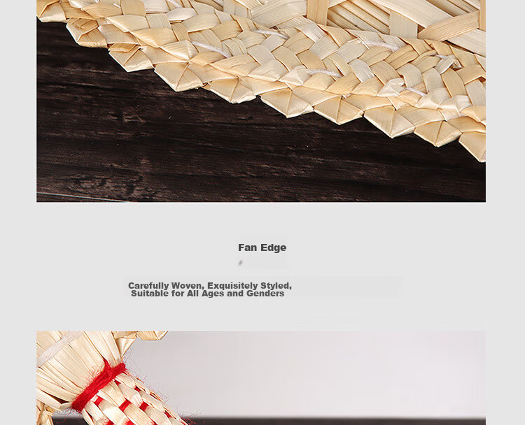 Extreme Space Handmade Woven Vintage Large Palm Fan Summer Fan Men's Banana Leaf Round Fan Women's Straw Woven Chinese Style Fan 14
