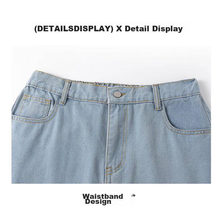 TUCANO Women's High-Waist Wide-Leg Loose Fit Slimming Casual Straight-Leg Jeans Vintage Blue L 17