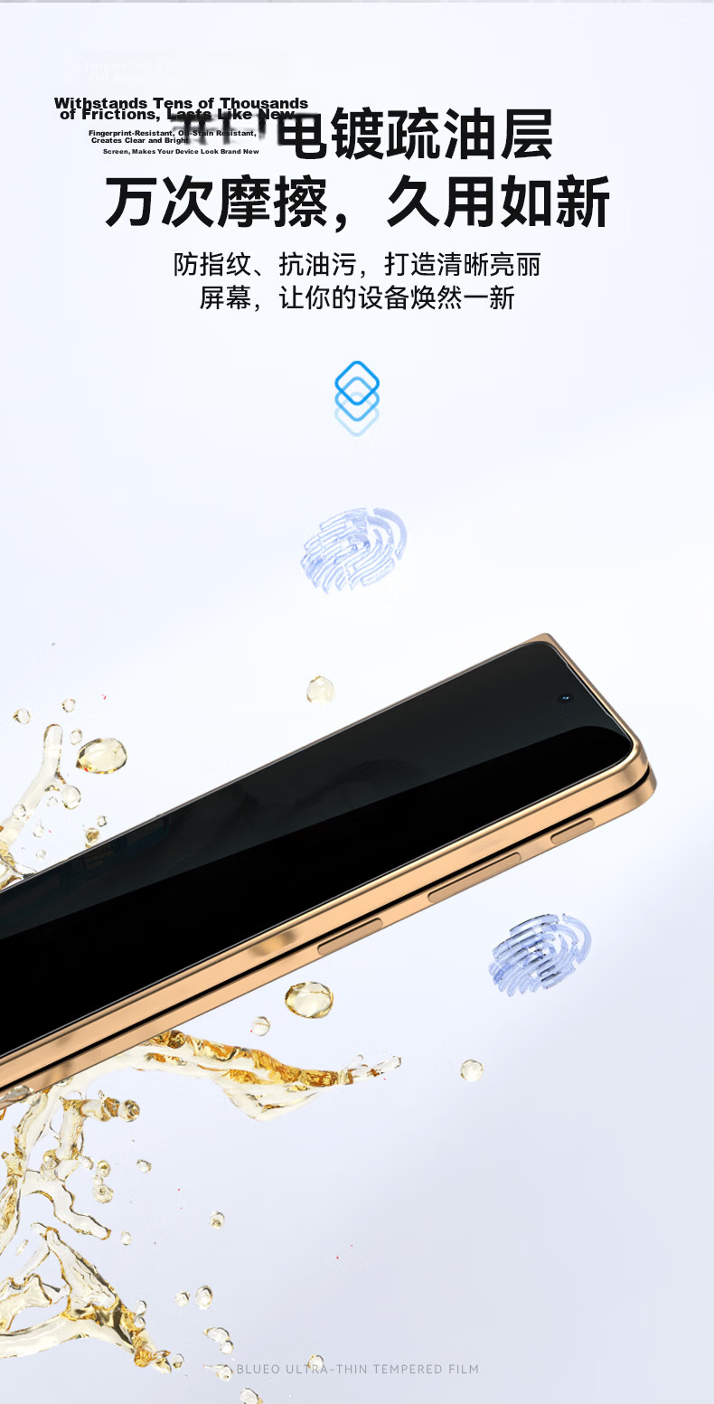 BLUEO [28° Privacy Protection + New Space Capsule | Front Frame Version] Tempered Glass Screen Protector for OPPO FindN6, Anti-Fingerprint Dust-Free Quick Installation Protective Film 8
