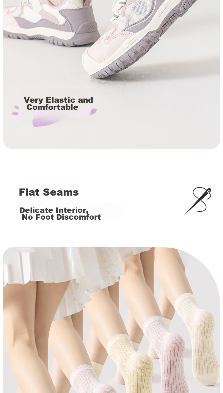 MiiOW Children's Socks, Girls' Summer Socks [Woven Mesh + Ultra-Thin Breathable], Mid-Calf Socks for Baby Girls, Cotton Thin Socks 7
