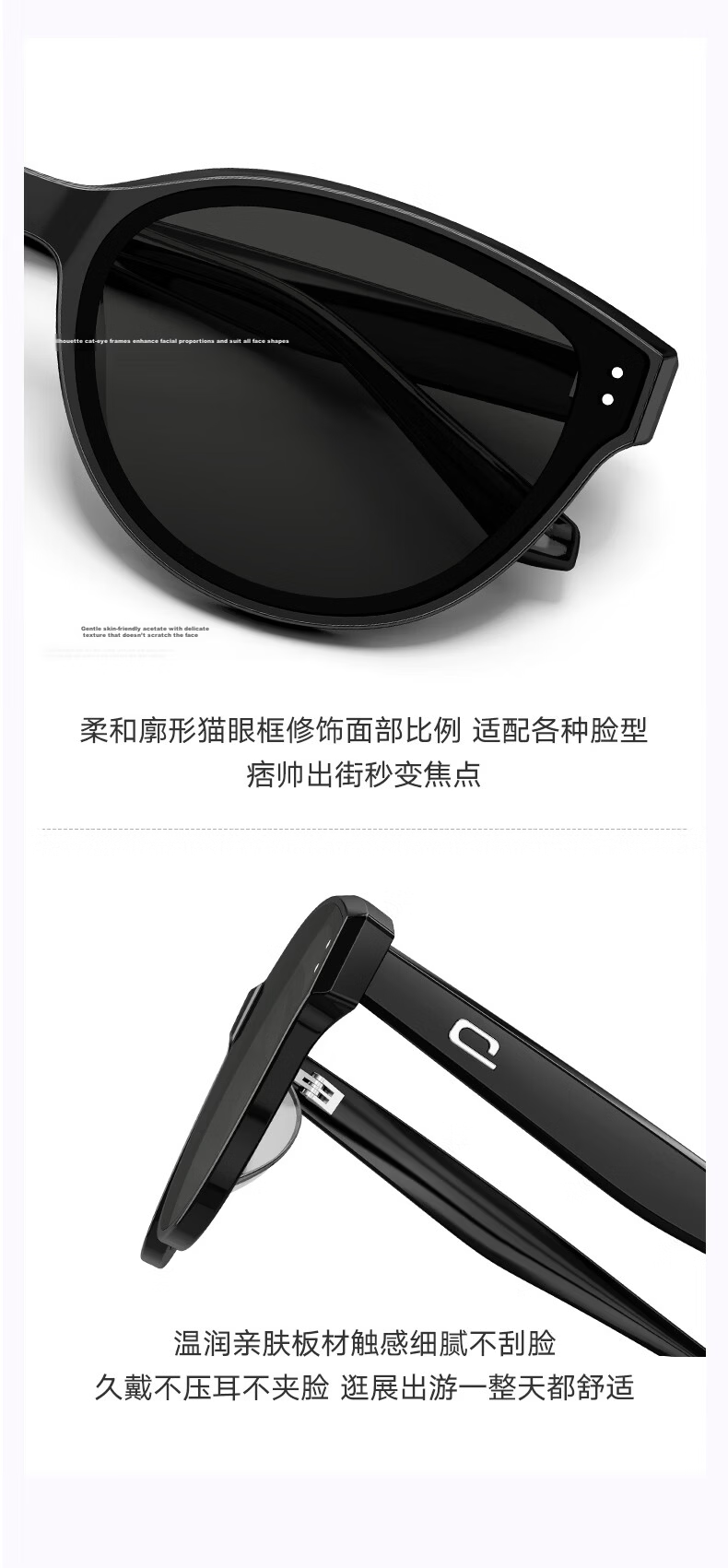 QINA [Hou Minghao Same Style] New Cat Eye Polarized Sunglasses Women UV Protection Men QN3025C10 5
