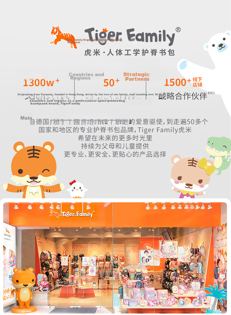 TigerFamily Tiger Backpack for Primary School Students Grades 3-6, Middle And High School Students, Spine-Protecting And Load-Reducing Backpack for Boys And Girls 24