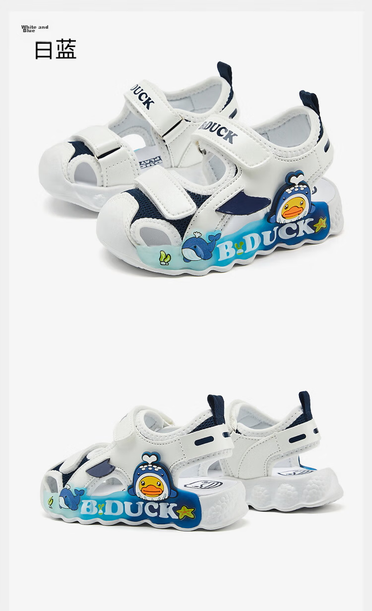 B.Duck Girls' Sandals, Summer Shiny Colorful Light-Up Shoes, Baby Closed-Toe Beach Shoes, 5017 Pink, Size 28 25